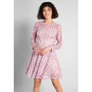 ModCloth Blush Pink Lace Lady Fit & Flare Crochet Coquette Preppy Dress Size 6